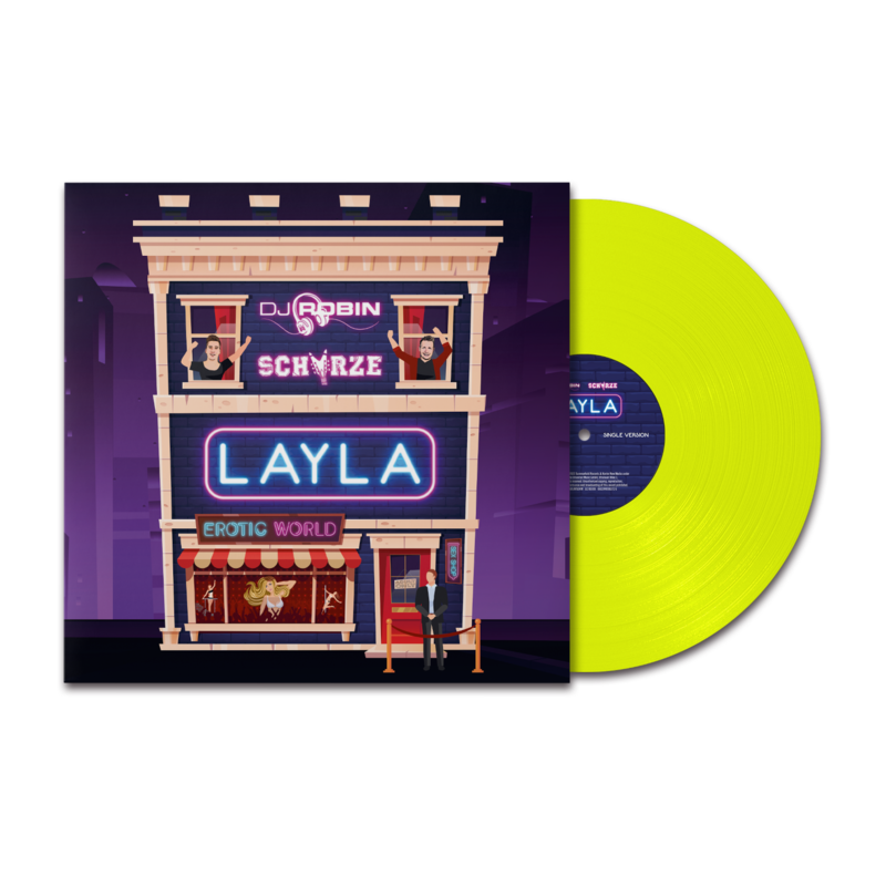 Layla von DJ Robin & Schürze - Limitierte Exklusive Neongelbe 7inch Vinyl Single jetzt im Ich find Schlager toll Store