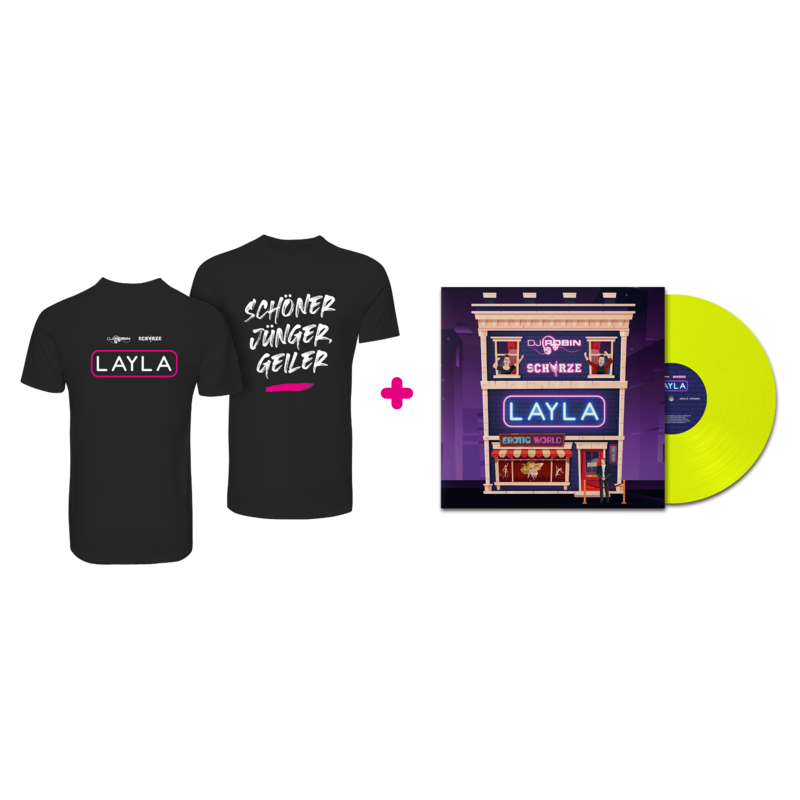 Layla von DJ Robin & Schürze - Limitierte Exklusive Neongelbe 7inch Vinyl Single + T-Shirt jetzt im Ich find Schlager toll Store