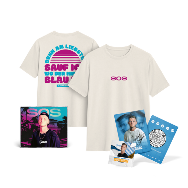 Julian Sommer - SOS (CD + T-Shirt Weiß + Signierte Karte + Sticker)